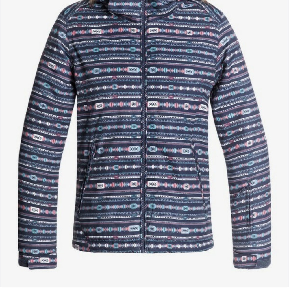 Roxy American Pie Blue Patterned Puffer snow ski Dryflight Insulated Jacket 16